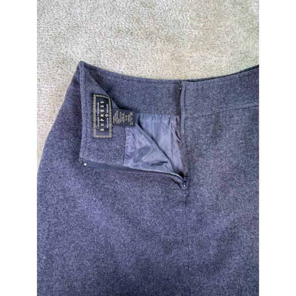 Vtg 90s Express International Skirt Gray Wool Blend Mini Size 5 6 Pockets C526 - Picture 5 of 11